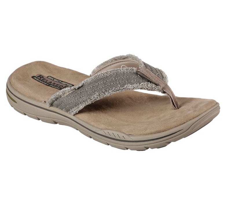 Skechers Herr Khaki Flip Flop - Relaxed Fit: Evented - Arven - Sverige (XMHPE-9350)